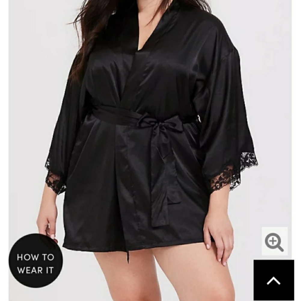 Black satin with Lace sleeves never worn